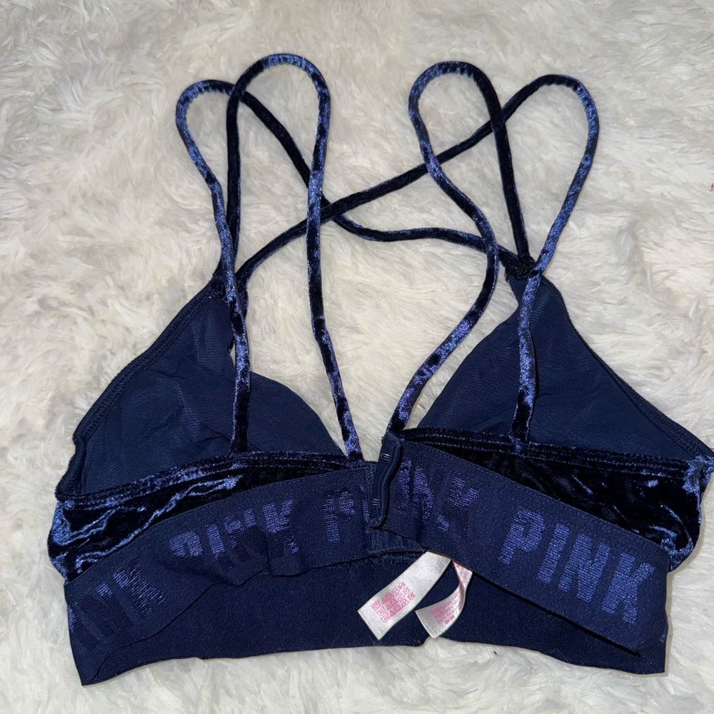 Victoria's Secret PINK Navy Velvet Strappy Bralette
